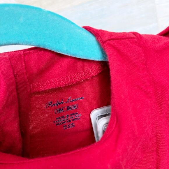 Ralph Lauren Ruffle Drop Waist Dress Red Jersey Knit Toddler Girl 18M 18 Months - Picture 9 of 10
